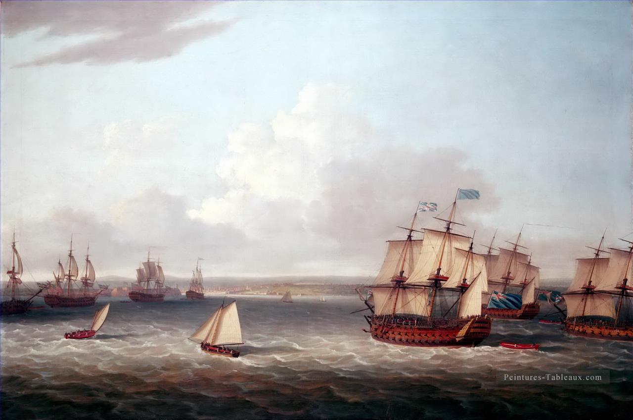 Flotte britannique entrant à La Havane Batailles navales Peintures à l'huile